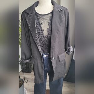 Gracia Lace Bodysuit Black Sheer Floral Mesh Bloomingdale’s NWT Size M